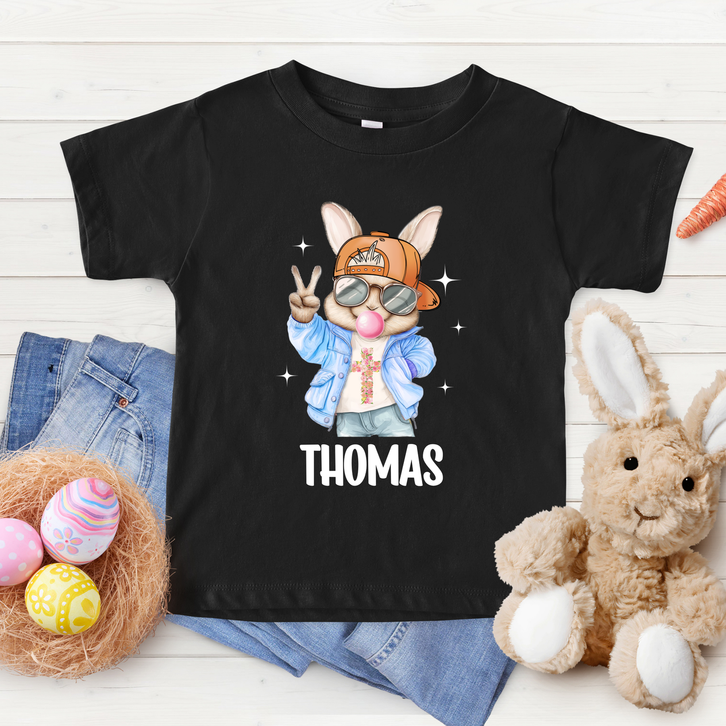 Personalised Bubble Gum Easter Rabbit Shirts