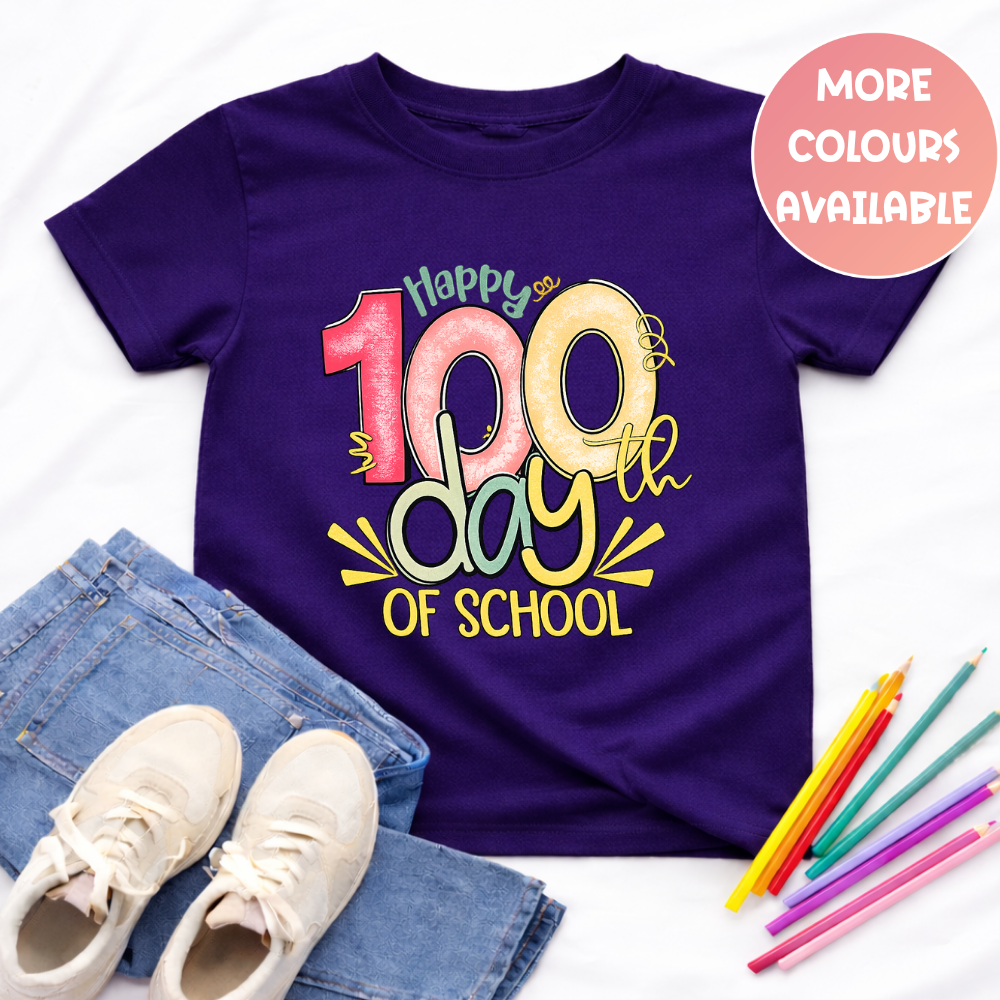 Happy 100 Days of School Shirt | Colourful Kids Tee