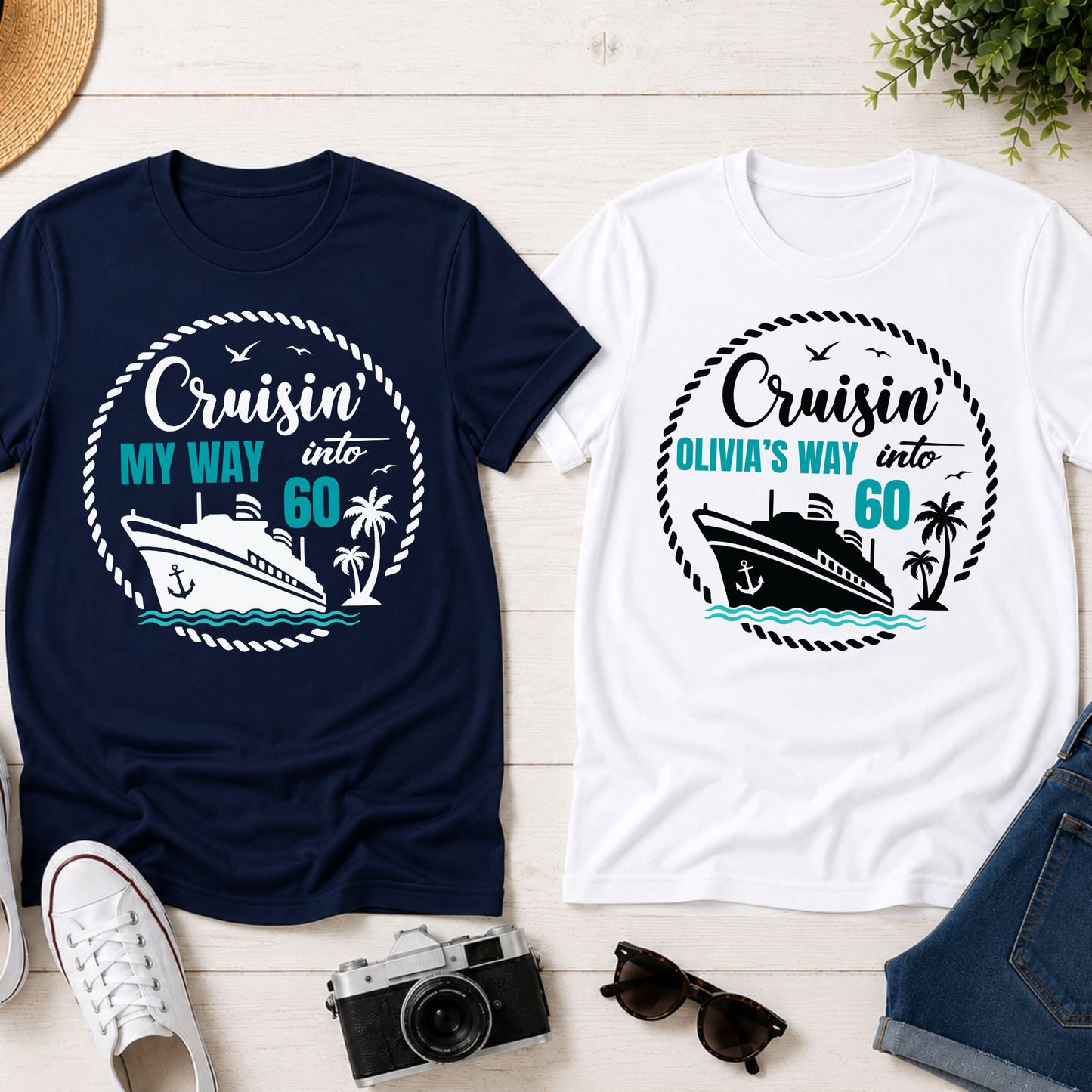 Cruisin’ Into Custom Age Personalised Cruise Shirts | Matching Family Cruise Shirts