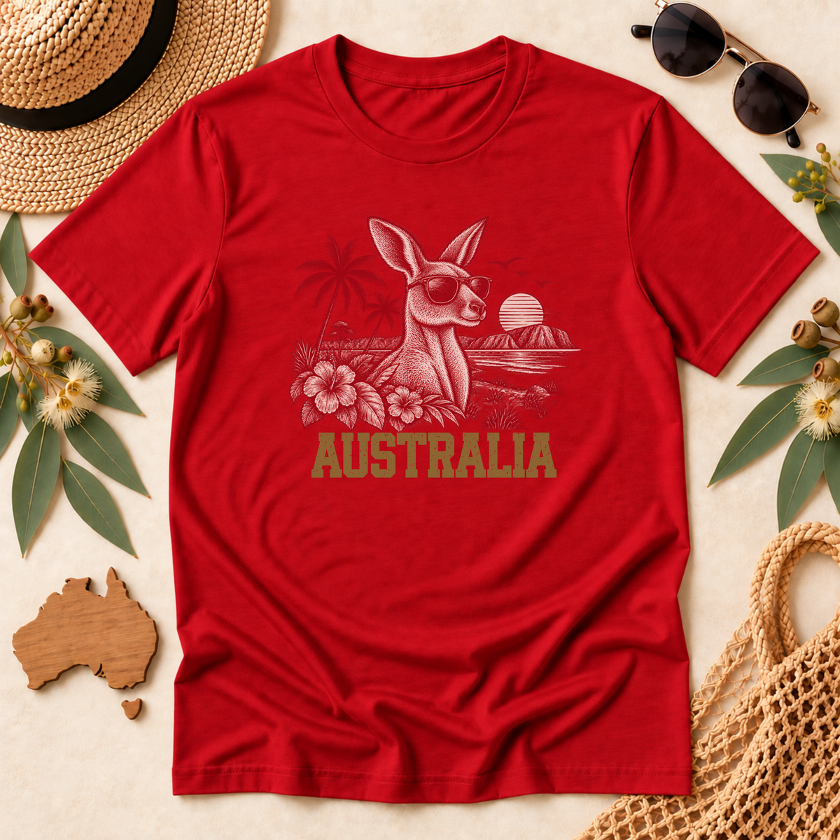 Australia Kangaroo T-Shirt – Retro Tropical Sunglasses Design