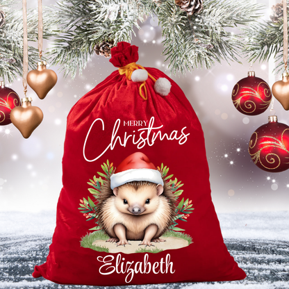 Personalised Australian Animal Red Velvet Santa Sack