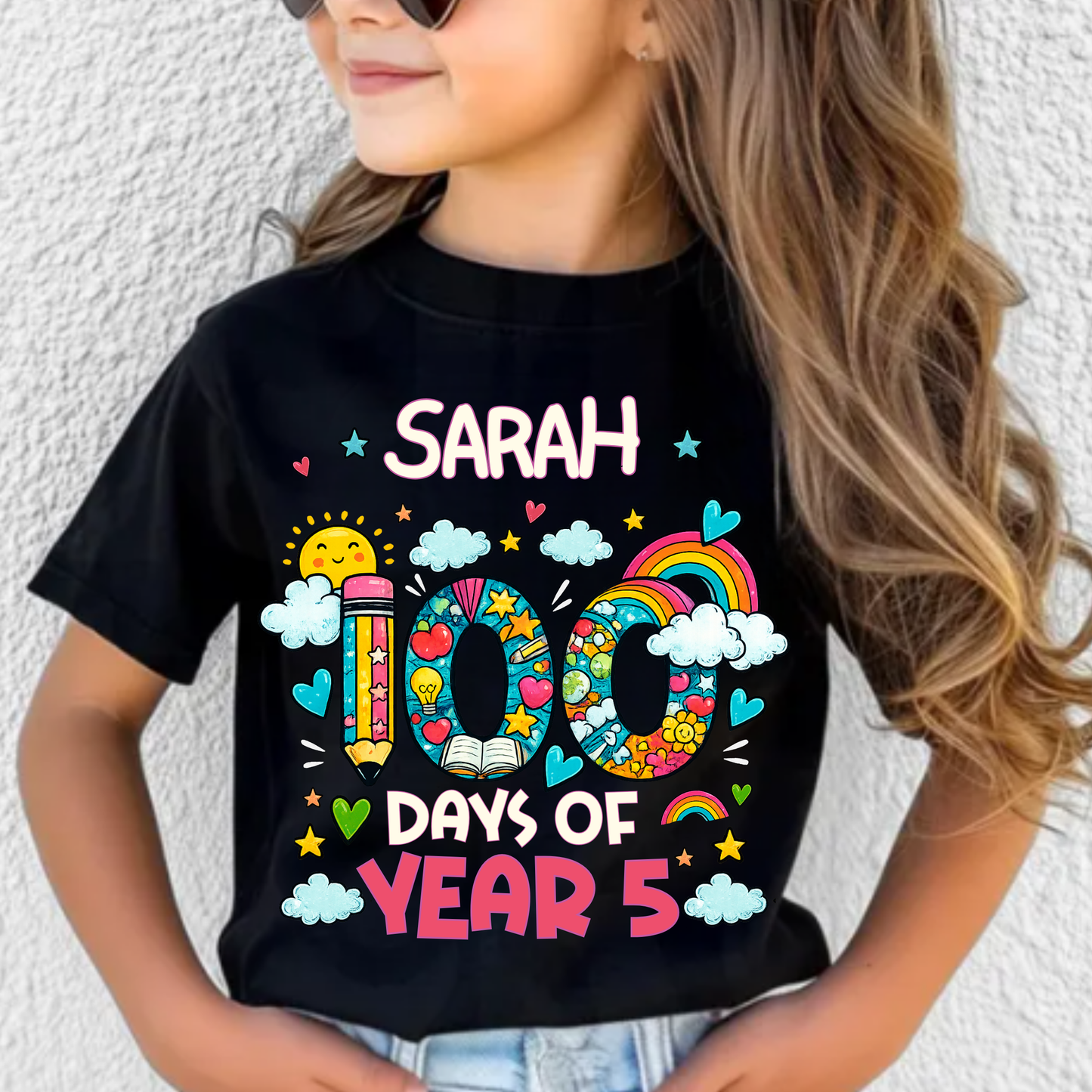 Personalised 100 Days of School Rainbow Shirt