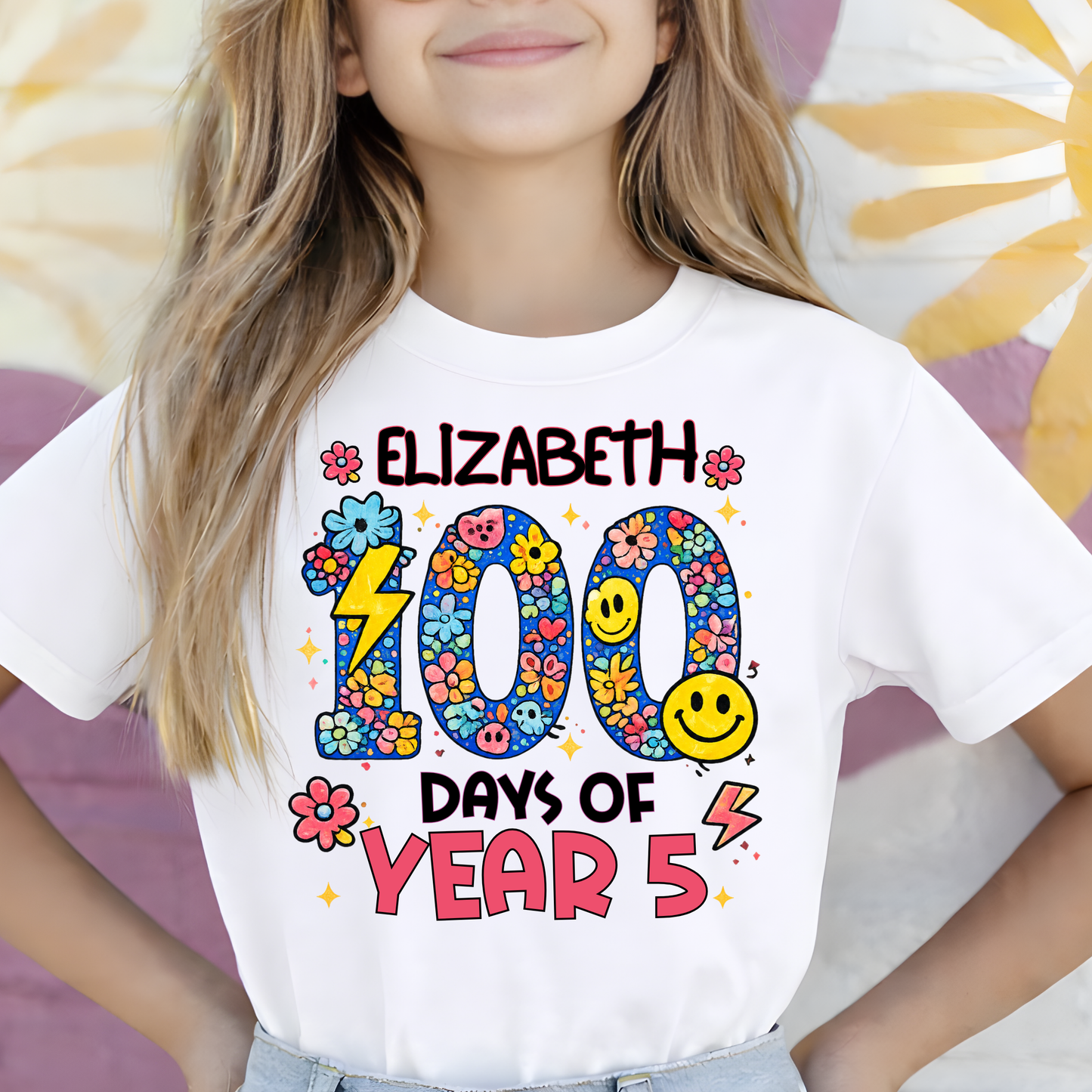 Personalised 100 Days of School Floral Shirt