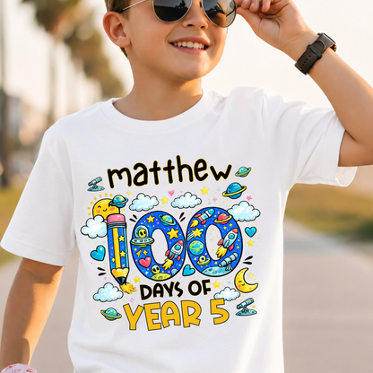 Personalised 100 Days of School Space Shirt