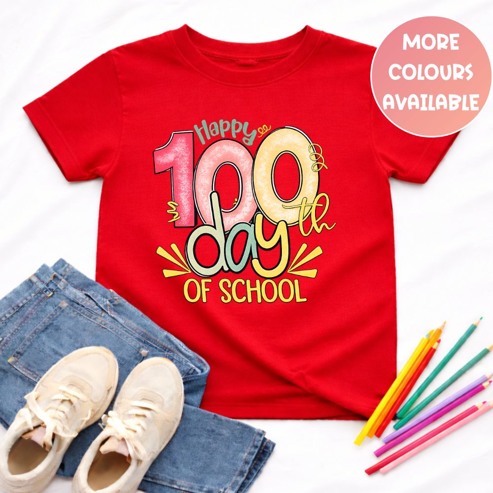 Happy 100 Days of School Shirt | Colourful Kids Tee