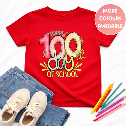 Happy 100 Days of School Shirt | Colourful Kids Tee