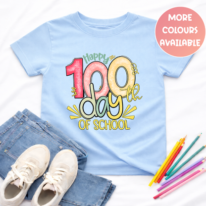 Happy 100 Days of School Shirt | Colourful Kids Tee