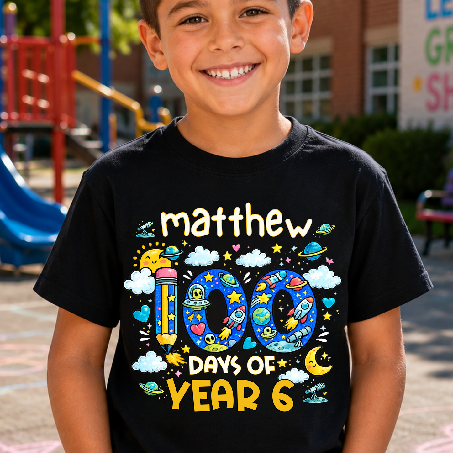 Personalised 100 Days of School Space Shirt