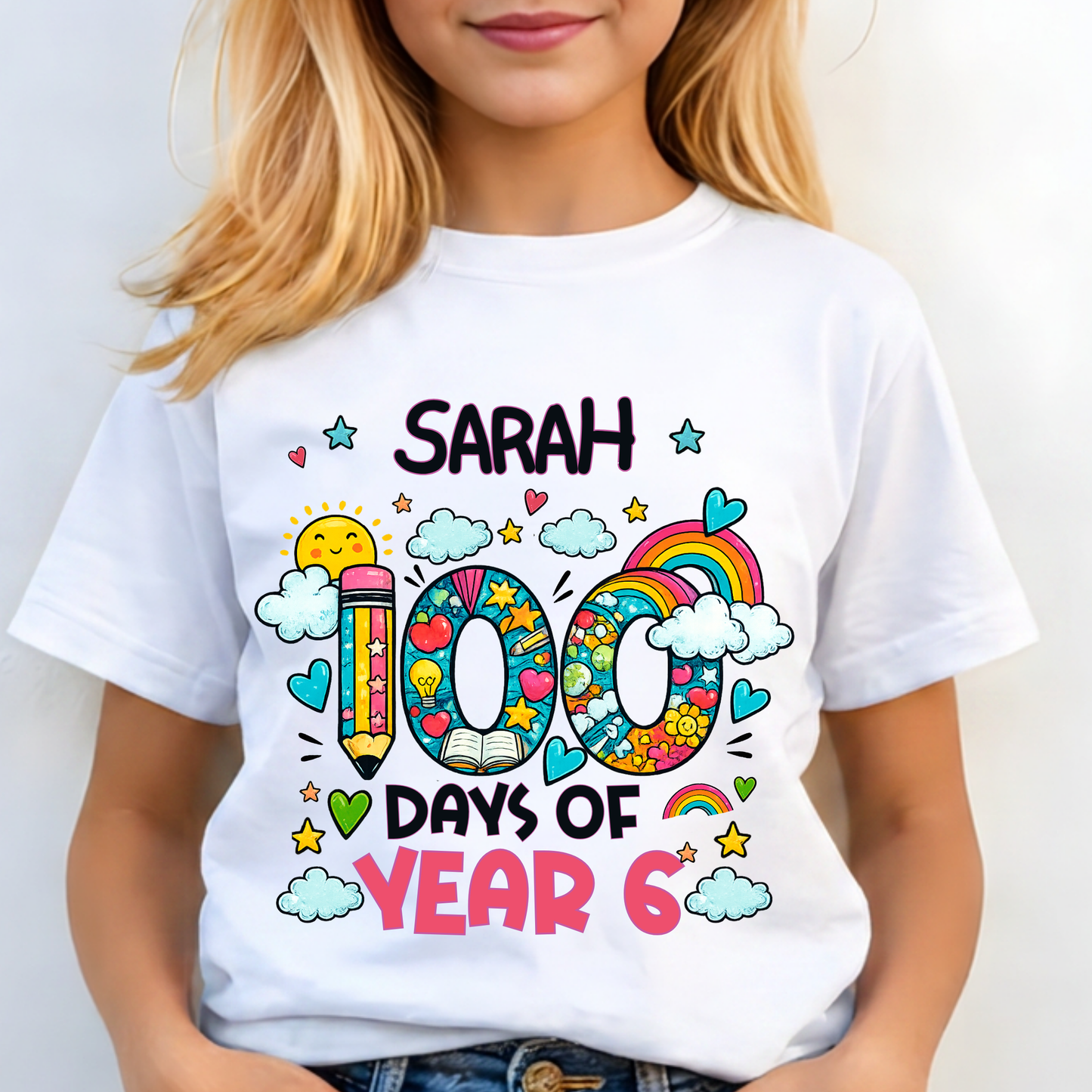 Personalised 100 Days of School Rainbow Shirt