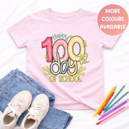 Happy 100 Days of School Shirt | Colourful Kids Tee