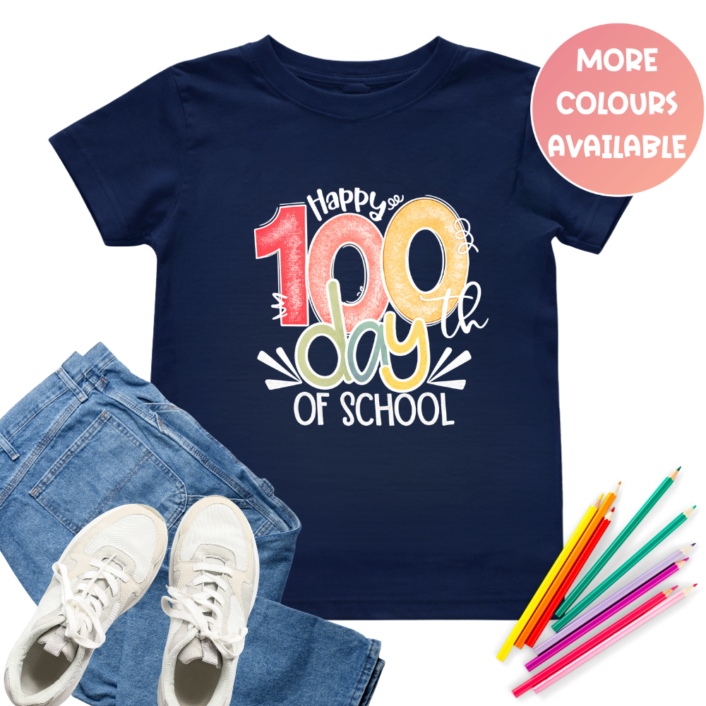 Happy 100 Days of School Shirt | Colourful Kids Tee