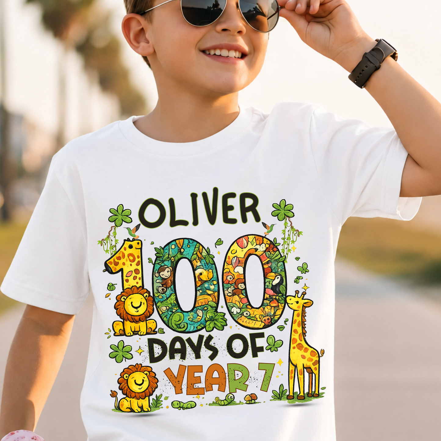Personalised 100 Days of School Safari Shirt