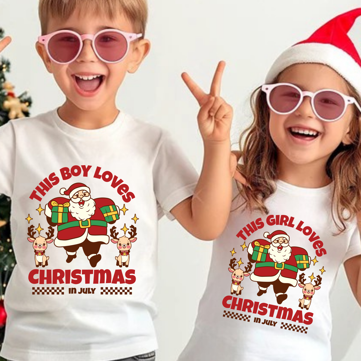 Christmas In July Matching Boy & Girl Christmas Tee | Hoodie