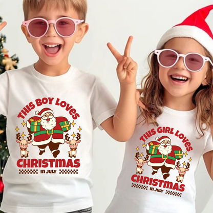 Christmas In July Matching Boy & Girl Christmas Tee | Hoodie