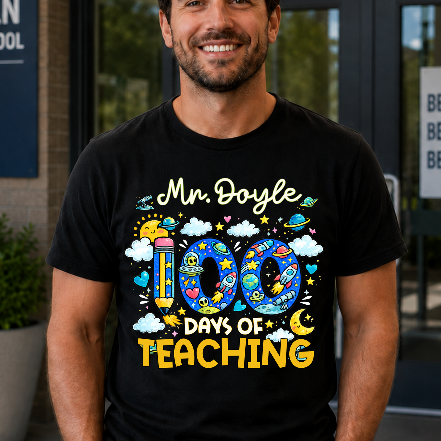 Personalised 100 Days of Teaching Space Shirt