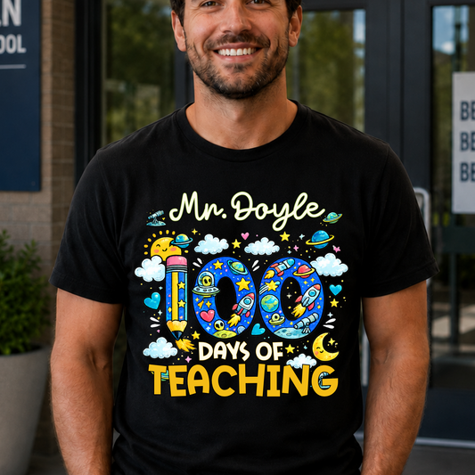 Personalised 100 Days of Teaching Space Shirt