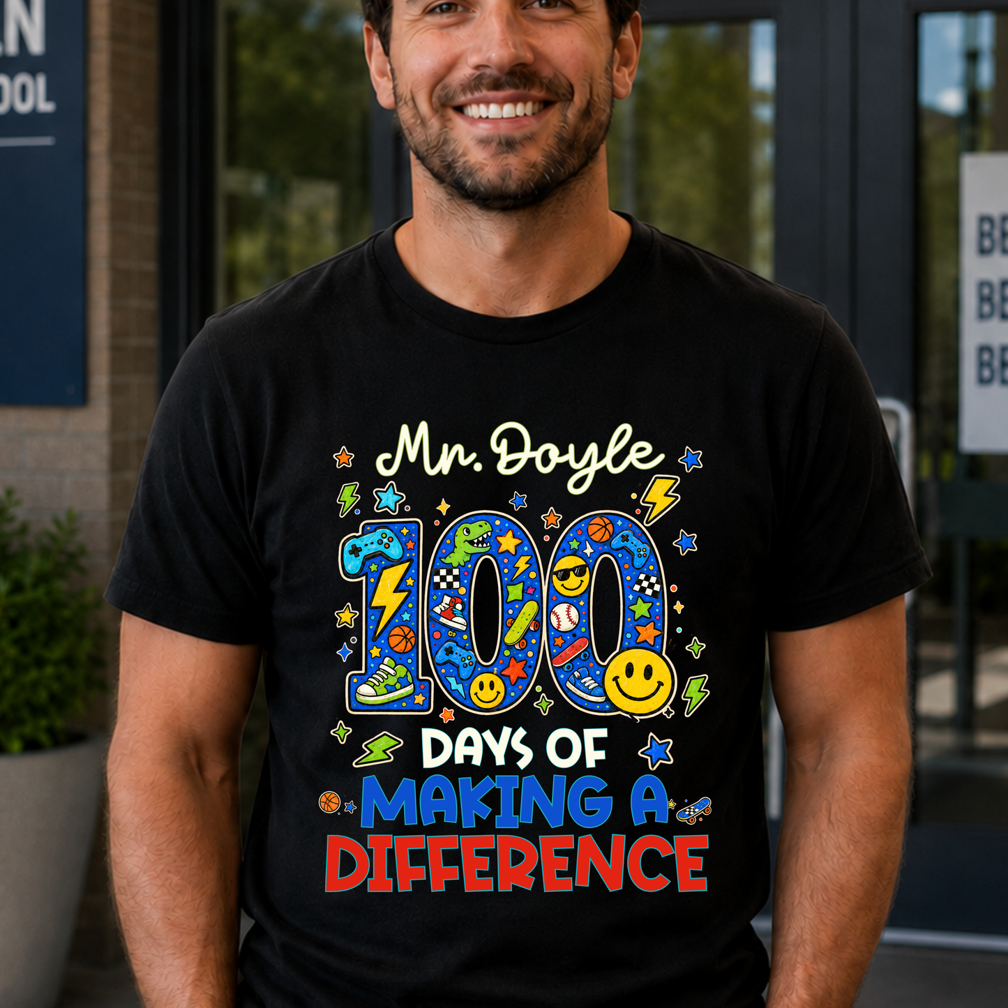 Personalised 100 Days of School Teacher Shirt