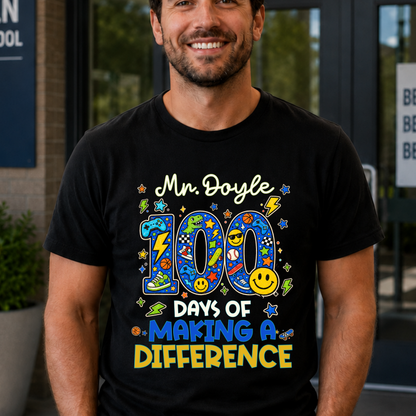 Personalised 100 Days of School Teacher Shirt