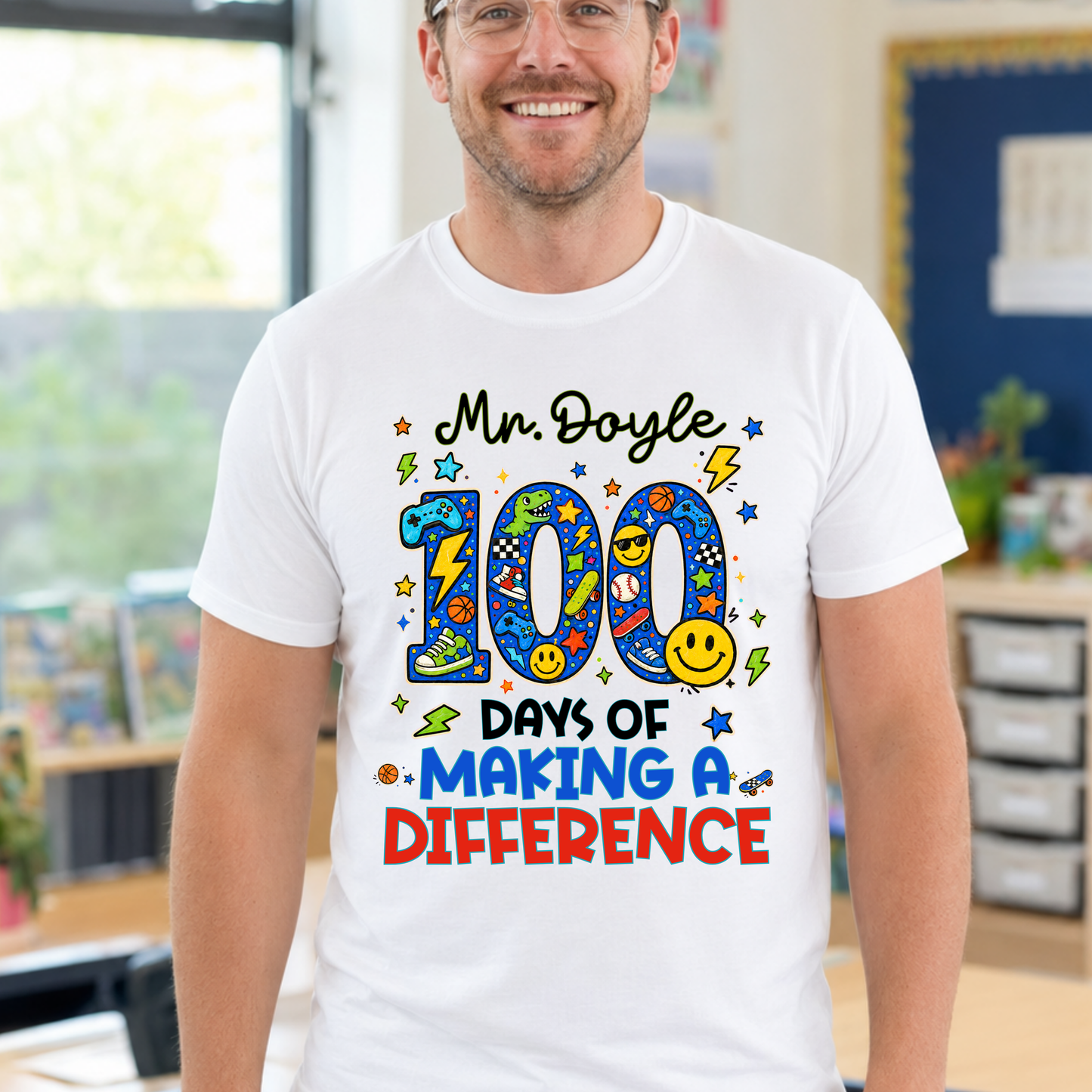 Personalised 100 Days of School Teacher Shirt