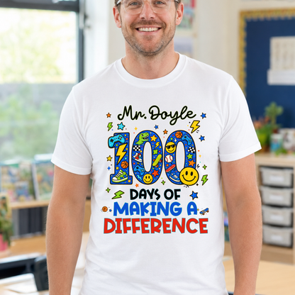 Personalised 100 Days of School Teacher Shirt