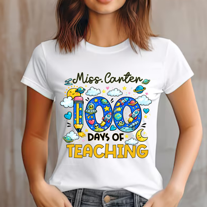 Personalised 100 Days of Teaching Space Shirt
