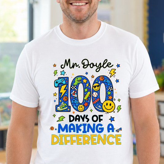 Personalised 100 Days of School Teacher Shirt