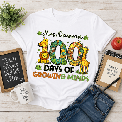 Personalised 100 Days of Teaching Safari Shirt