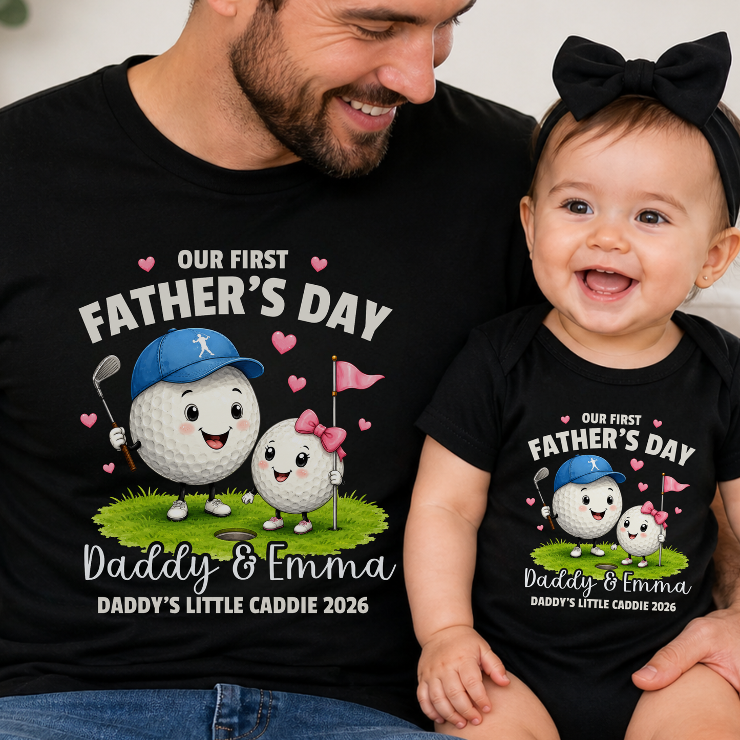 Personalised Golf Daddy & Me First Father's Day Matching Set