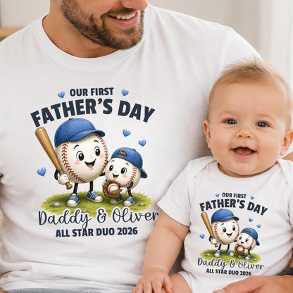 Personalised Baseball Daddy & Me First Father's Day Matching Set