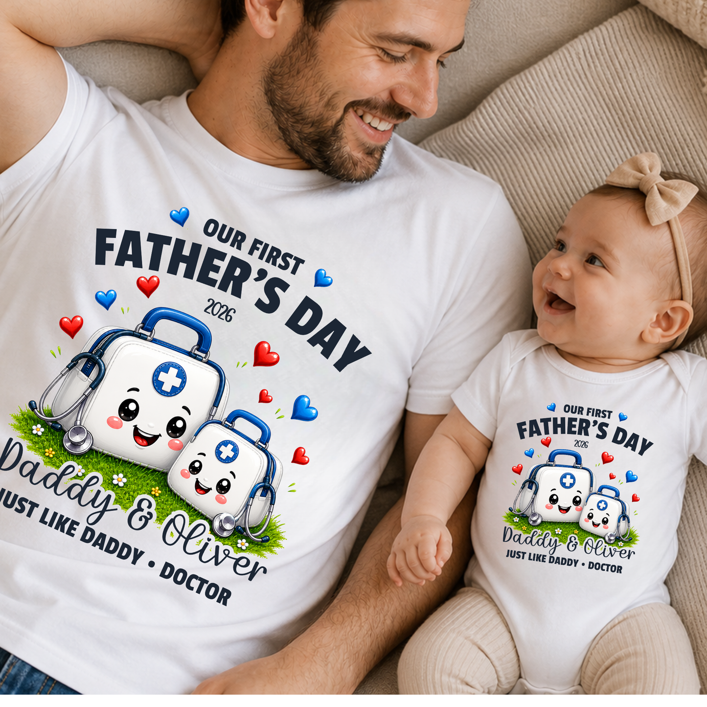 Personalised Doctor Daddy & Me First Father's Day Matching Set | Just Like Daddy