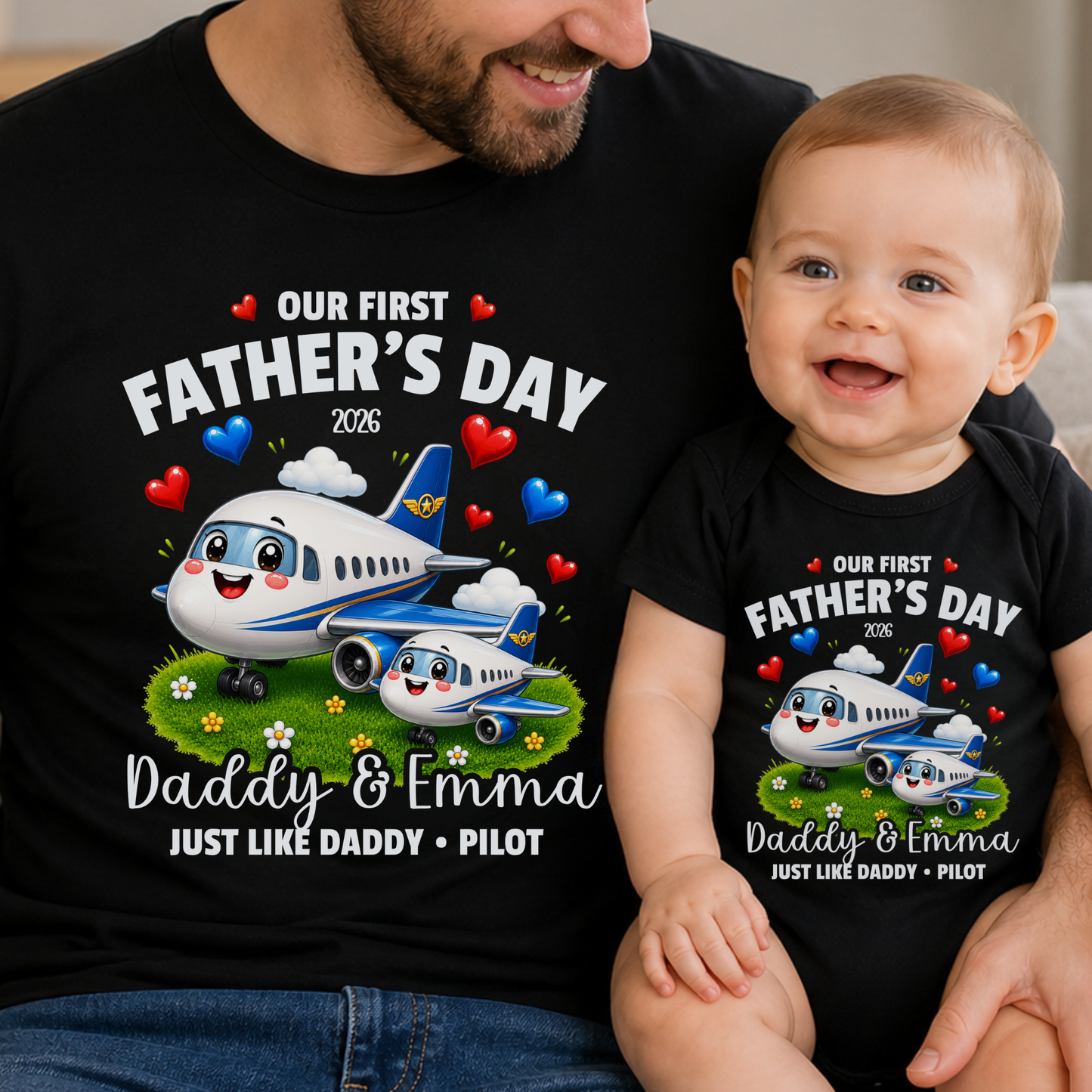 Personalised Pilot Daddy & Me First Father's Day Matching Set