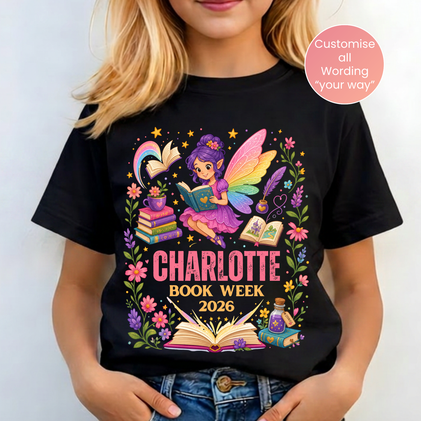 Personalised Reading Fairy Book Week 2026 Shirt – Kids & Adults