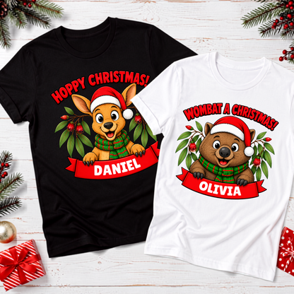 Personalised Aussie Animal Christmas T-Shirt