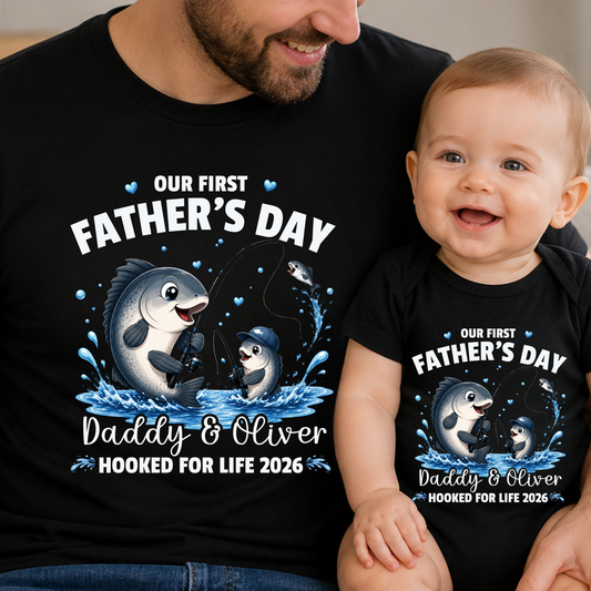 Personalised Fishing Daddy & Me First Father's Day Matching Set