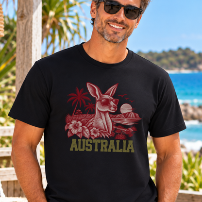 Australia Kangaroo T-Shirt – Retro Tropical Sunglasses Design
