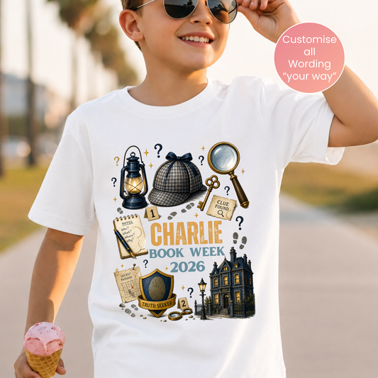 Personalised Detective Book Week 2026 Shirt – Kids & Adults