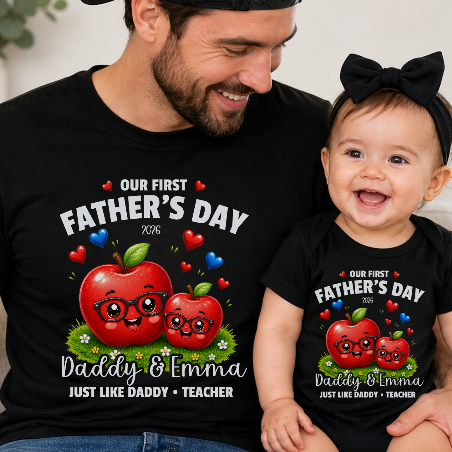 Personalised Teacher Daddy & Me First Father's Day Matching Set