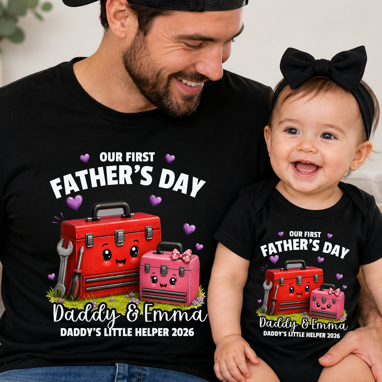 Personalised Mechanic Daddy & Me First Father's Day Matching Set | Daddy's Little Helper