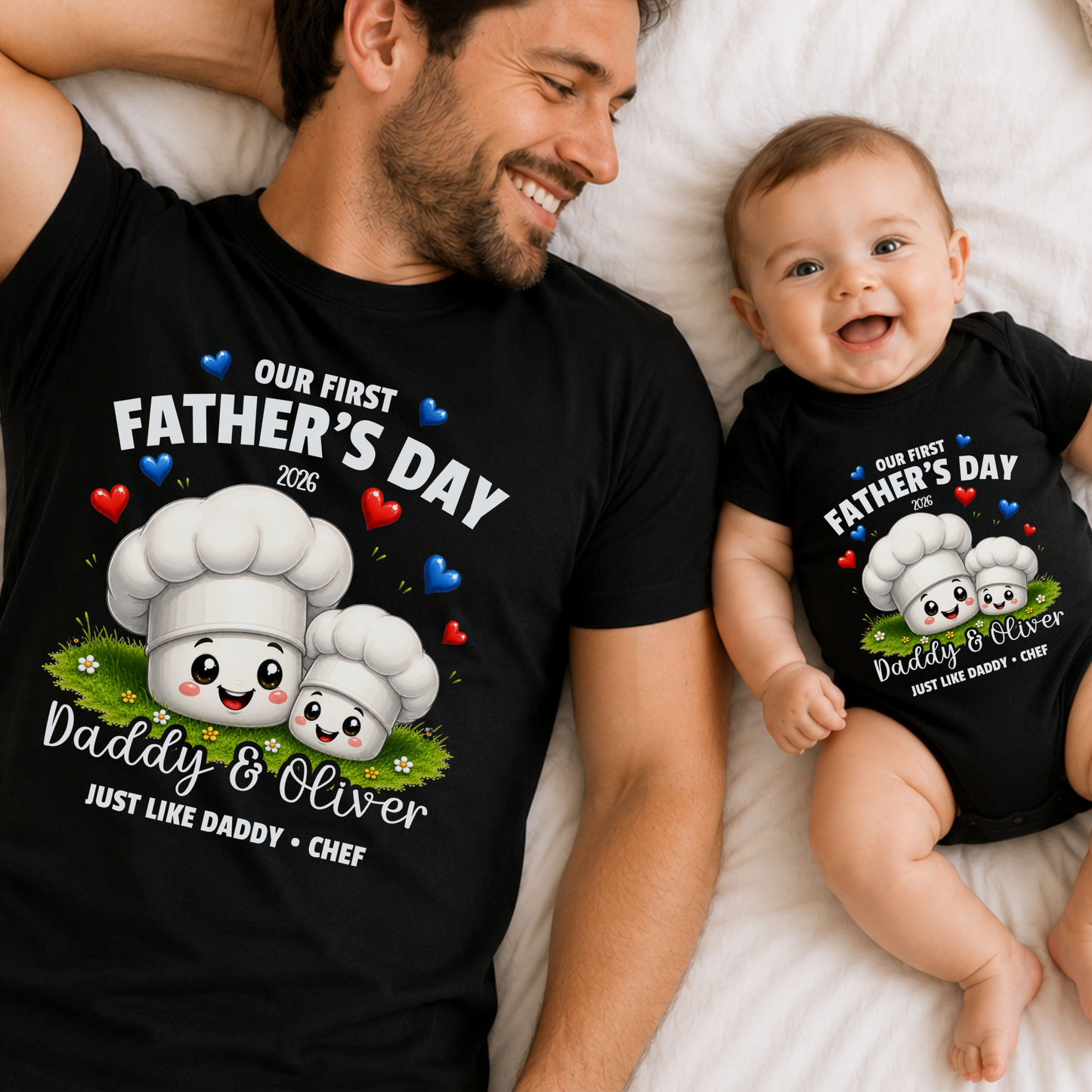 Personalised Chef Daddy & Me First Father's Day Matching Set