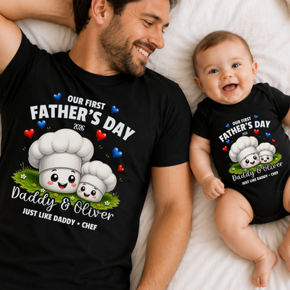 Personalised Chef Daddy & Me First Father's Day Matching Set