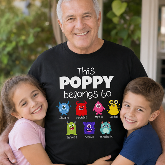 Personalised Poppy Monster T-Shirt | Grandchildren Names