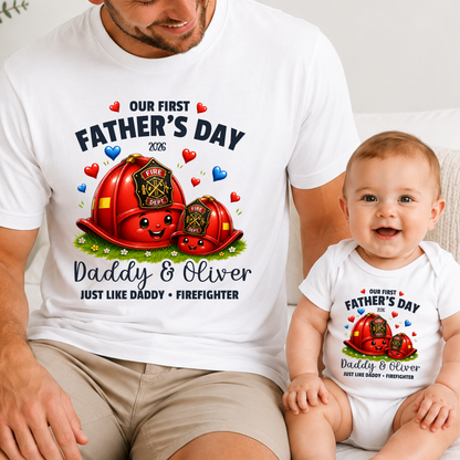 Personalised Firefighter Daddy & Me First Father's Day Set