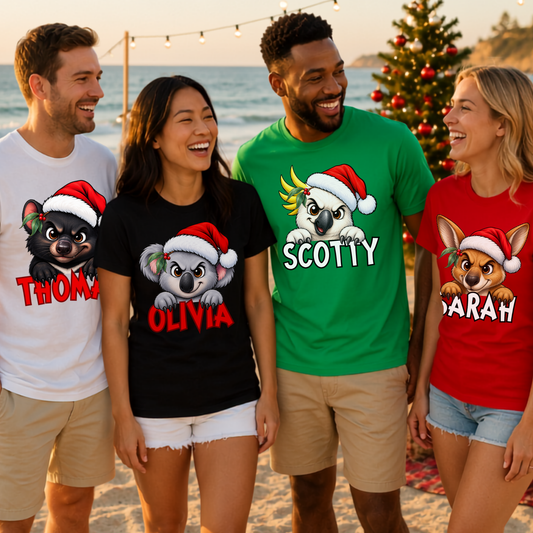 Personalised Australian Animal Christmas T-Shirt – 12 Designs