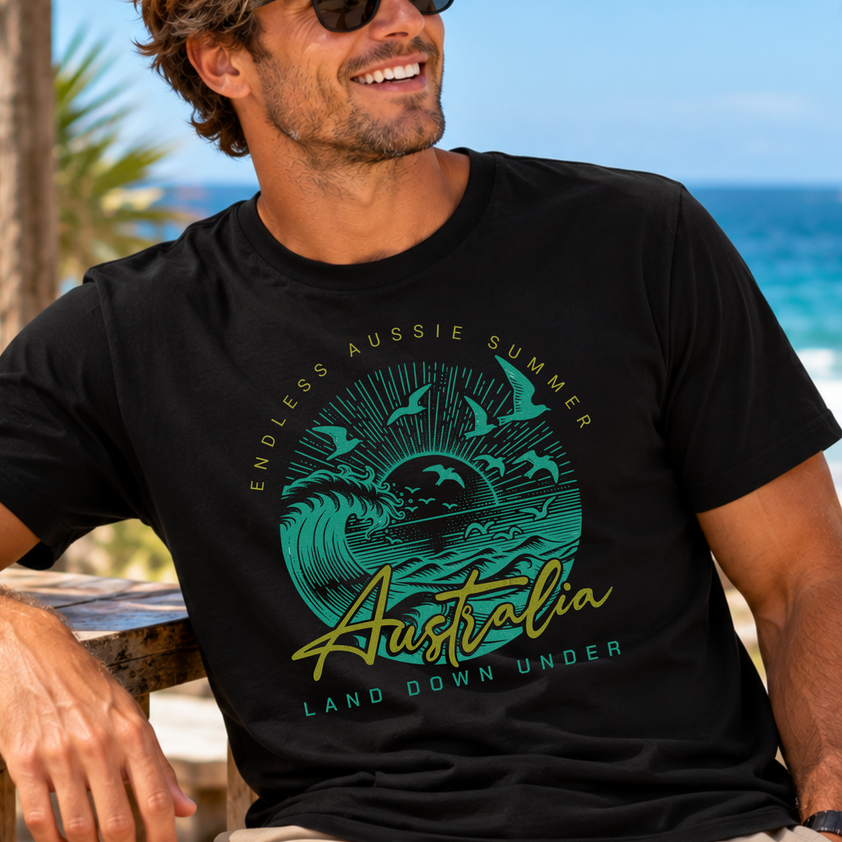 Endless Aussie Summer Australia T-Shirt – Retro Wave Design