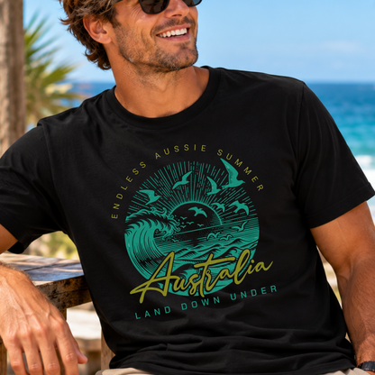 Endless Aussie Summer Australia T-Shirt – Retro Wave Design