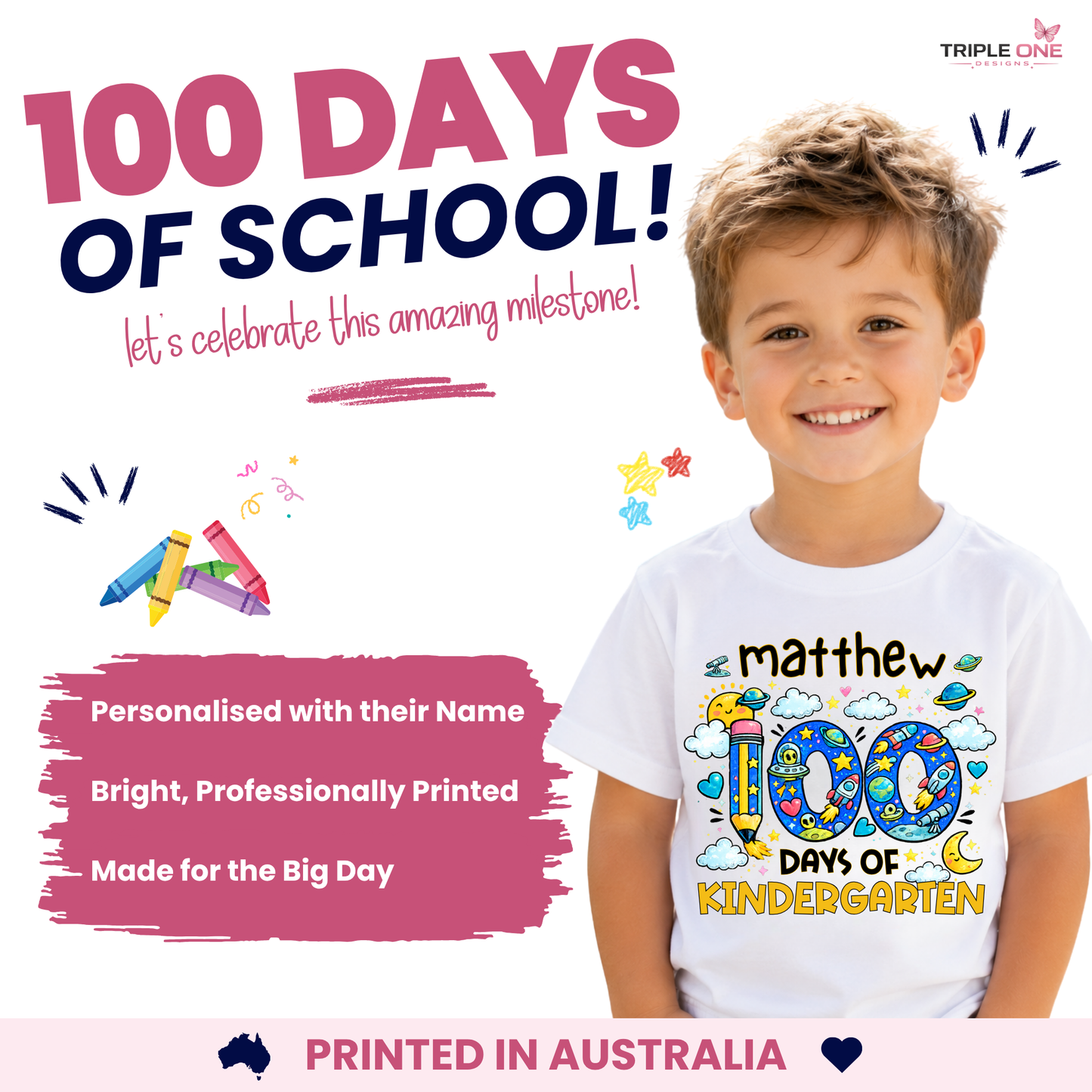 Personalised 100 Days of School Floral Shirt