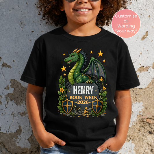 Personalised Dragon Book Week 2026 Kids T-Shirt