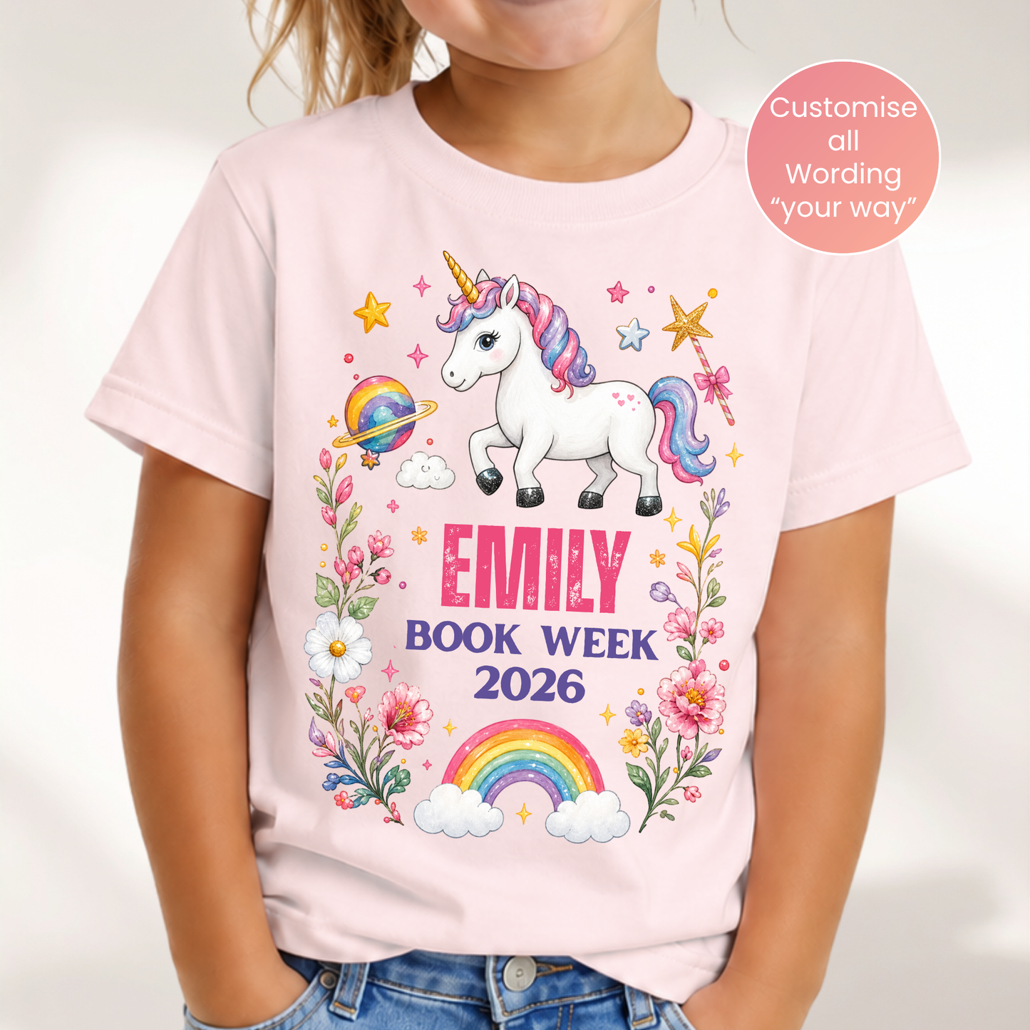 Personalised Unicorn Book Week 2026 Shirt – Kids & Adults