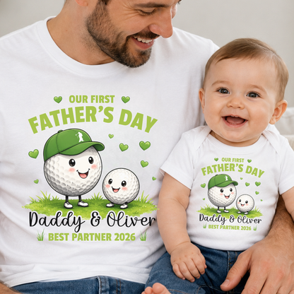 Personalised Golf Daddy & Me First Father's Day Matching Set