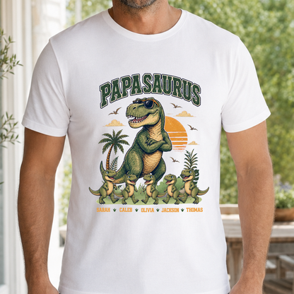 Personalised Papasaurus Dinosaur Dad Shirt